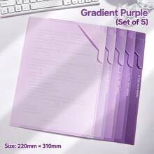 5pcs Gradient Color L-Shaped Transparent Folders, A4 Exam Paper Clips, Document Storage Bags, File Organizers, Suitable For Study, Exam Paper Classification, Office Document Storage, Portable Document Folders - L-shaped Folder - View 9