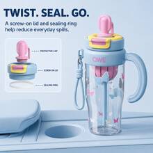 QWE 1200ML Large Capacity Straw Tumbler, Tritan Body, PP Lid, Silicone Straw With Tea Infuser And Lanyard, Stylish Plastic Water Bottle For Summer, Outdoor Sports, And Car Use - Blue - View 6