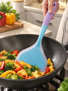 Random 2/1pc Silicone Wok Spatula, Translucent Kitchen Frying Spatula, Cabinet Cookware, Home Cooking Wide-Mouth Slotted Spatula - Multicolor - View 16