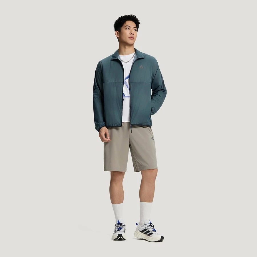 Adidas Men's Light Sports All Over Print Jacket Urban Cycling Series Sun Protection UPF50+ Water-Repellent Casual Jacket KY4909 - Grey - View 1