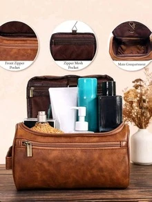This Lightweight And Portable Men's Toiletry Bag Features A Hanging Design With A Sturdy Handle For Easy Carrying, Fitting Easily Into A Suitcase Or Backpack. The Large-Capacity Shaving Bag Provides Ample Storage Space. - Multicolor - View 6