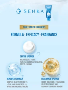 SENKA 保濕慕斯洗面乳，深層清潔毛孔、補水保濕，適合各種膚質，鎖住水分，洗後肌膚水潤柔軟不緊繃，必備日常清潔產品 - 藍色 - 查看 4