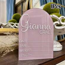 Personalized Custom Text Acrylic Nameplate, Engraved Round Arch Acrylic Name Decor, Custom Desktop Ornament, Suitable For Wedding, Birthday, Party Table Display, Photo Props, Ideal Housewarming Holiday Gift - Multicolor 3 - View 12