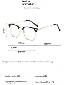 1 Pair Unisex Fashion Sexy Neutral Style Sophisticated Business Half-Frame Decorative Glasses - Clear - View 5