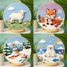 20x20cm/7.9x7.9 Inch DIY Needle Felting Starter Kit,Wool Felt,Winter Animals Theme Includes Instruction Manual,Embroidery Frame,Stamping Needle,Foam Padding,Wool And Felt,Handicraft Embroidery For Home Decoration,Suitable Gift For Special Occasions - Winter Animals - View 12