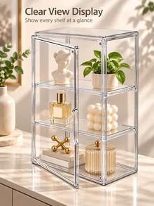 Tủ trưng bày acrylic trong suốt 3 lớp với cửa nam châm, hộp trưng bày Giáng Sinh, hộp đựng trang sức, đồ dùng thiết yếu cho gia đình, trang trí phòng ngủ, kệ lưu trữ nhiều lớp cho đồ sưu tầm, văn phòng, quà tặng cho phụ nữ, hộp lưu trữ, trang trí phòng, quà Giáng Sinh - Nhiều màu - Xem 5