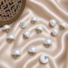 200/100/25pcs 10mm White Pearl Buttons – Round Mushroom Shape Decorative Sewing Buttons For DIY Craft, Clothing & Accessories - A - View 1