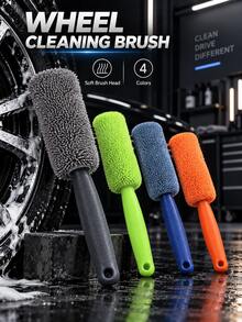 Soft Microfiber Car Wheel Cleaning Brush, Scratch-Free Rim And Tire Brush, Flexible Deep Cleaning Detail Tool, Multi-Purpose Wheel Brush For Cars, Trucks, SUVs, Motorcycles - Washable, Reusable - Multiple Styles - View 2
