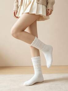 1/5 Pairs Macaron Color Sweet Cute Cartoon Puppy Versatile Warm Thick Mid-Calf Socks - Multicolor - View 3