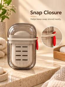 Portable Travel Soap Box With Lid And Drainage Tray, Compact Sealed Soap Box With Snap Lock, Suitable For Bathroom, Gym And Business Trip, Travel Essential, Bathroom Storage, Holiday Accessory And Christmas Gift - Soap Box - View 3