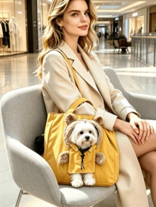 1pc Bear-Shaped Breathable Pet Tote Bag - Portable Backpack For Outings, Suitable For Cats And Dogs, Single Shoulder Bag, Suitable For All Seasons, Breathable Design. - Multicolor - View 3