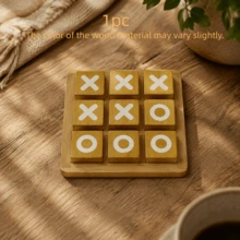 Set Permainan Tic Tac Toe Kayu Klasik (Termasuk 9 Buah Permainan + 1 Alas), Permainan Silang Kayu, Cocok untuk Permainan Mini 2 Pemain, Dekorasi Meja Kopi Gaya Rumah Pertanian, Hadiah Hari Valentine yang Sempurna, Permainan Meja Kopi - beraneka warna - View 4