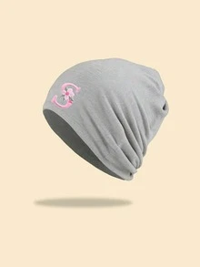 1pc Unisex A-Z Letters Thin Slouch Beanie Hat, Ponytail Design Hat For Women, ,Outdoor Skull Cap, Ideal For Spring/Autumn Streetwear - Grey - View 15