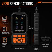 Pemindai Diagnostik OBD2 V520 Baru 2026, Pembaca Kode Mobil 8 Bahasa, Deteksi Kode Kesalahan Mesin yang Ditingkatkan, Hapus Kode Kesalahan - Jeruk - View 2
