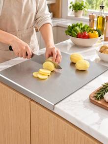 Kitchen Cutting Board, Metal Chopping Board With Rim, Suitable For Meat, Fruit, Vegetables, Bread And Baking - View 6