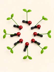 5/15/30pcs Seven-Star Ladybug Sprout Hair Clips, Cute Sprout Design, Fun Cartoon Plant Style, Suitable For Electronic Music Parties, Holiday Gatherings - Multicolor - View 4
