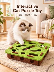 Mainan Kucing Peliharaan Kotak Puzzle Felt Papan Labirin Persegi Permainan Berburu Multi-Lubang Interaktif Dengan Lonceng dan Bola Alat Bermain Cakar Anak Kucing Petak Umpet Penangkap Alat Latihan Dalam Ruangan Pusat Aktivitas Hewan Aksesori Penggaruk Perlengkapan Pelatihan - MultiWarna - View 14
