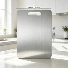 3pcs/1pc Premium Stainless Steel Double-Sided Cutting Board, Convenient Kitchen Double-Sided Stainless Steel Cutting Board, Suitable For Meat, Fruit And Vegetable Kitchen Cutting Board, Thickened Anti-Mold, Suitable For Home And Restaurant Use, Easy To Clean With Water, Essential Kitchen Tool For Home Cooks And Cooking Enthusiasts, Used For Cutting Meat, Cheese, Bread, Vegetables And Fruit, Suitable For Home, Dorm, Kitchen Tools, Suitable As Home Gift, Christmas Or Back To School Gift. - Silver - View 13
