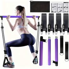 Bộ 8 món thanh tập Pilates kèm 4 dây kháng lực (140 Lbs), bộ thiết bị tập gym tại nhà di động với dây đeo cổ chân và ba lô dây rút, phù hợp cho nam và nữ tập thể dục - Nhiều màu - Xem 13