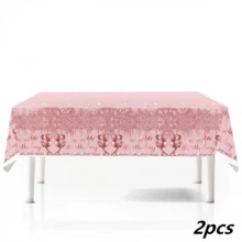 1/2pcs Pink Glitter Drip Crown Balloon Birthday Tablecloth, Waterproof Oil-Proof Washable Reusable, Exquisite Printed Design With Strong Atmosphere, Birthday Party Dessert Table Desktop Decoration Table Mat - Multicolor - View 10