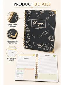 1pc Recipe Keeper Notebook, Spiral Cookbook For Favorite Recipes, Ingredients, Cooking Steps & Meal Notes, Kitchen Organizer, Office Decor And Accessories, Halloween Notebook, Nurse Essentials, Bible Study Materials - B5 Recipe Notebook - View 7