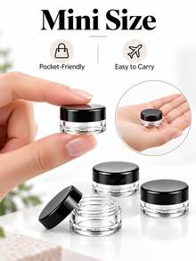 50/5 Packs 5g Empty Cosmetic Sample Jars, Transparent Plastic With Lid Containers, Suitable For Face Cream, Lotion, Beads, Eyeshadow And Rhinestones, Portable Travel Storage Jars - Black - View 7