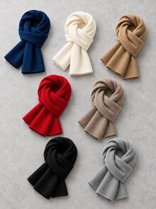 Men's Solid Color Soft Winter Scarf, Warm Long Crossover Wrap Neck Warmer For Casual Everyday Outdoor Wear, 7 Colors - Multicolor - View 2