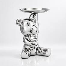 Naturepeak A Creative Bear Jewelry Tray, Ceramic Material, Suitable For Restaurant, Living Room Desktop Decorative Ornaments, Decorative Plates, Storage Trays - Multicolor - View 11