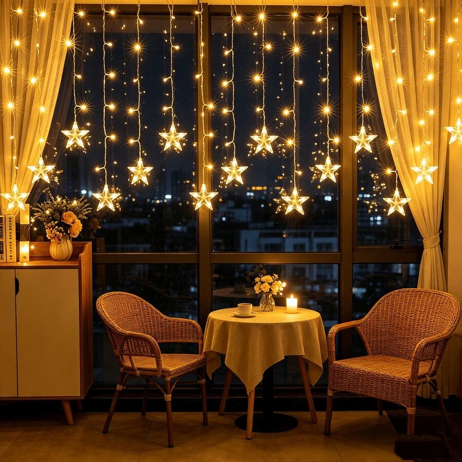 1pc LED USB Star Window Decorative Lights, Adjustable Hanging String Lights, Home Decor Lights, Suitable For Christmas Theme Events, New Year Countdown, Birthday Party, Indoor Theme Party, Indoor Decoration, Christmas, Wedding - Star - View 1