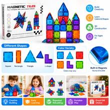 50Pcs Colorful 3D Magnetic Tiles Building Set - Creative STEM Educational Blocks, Clear Rainbow Magnetic Stacking Construction Toys, Perfect Birthday Gift For Kids 3+ Years Old - Multicolor - View 5