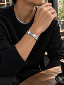 Tali Jam Tangan Rantai Emas Berlapis Vakum Elastis Stainless Steel Kosong DIY Niche Warna Perak Modular yang Indah - Perak - View 2