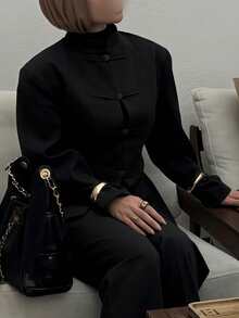 Daily Commute Versatile Elegant Slim Fit Short Long Sleeve Jacket Black Fall - Black - View 6