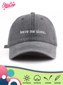Leave Me Alone 刺繡復古水洗棒球帽，復古風格爸爸帽中性款，Y2K街頭風遮陽帽，適合夏季海灘旅行 - leave me alone - 查看 10