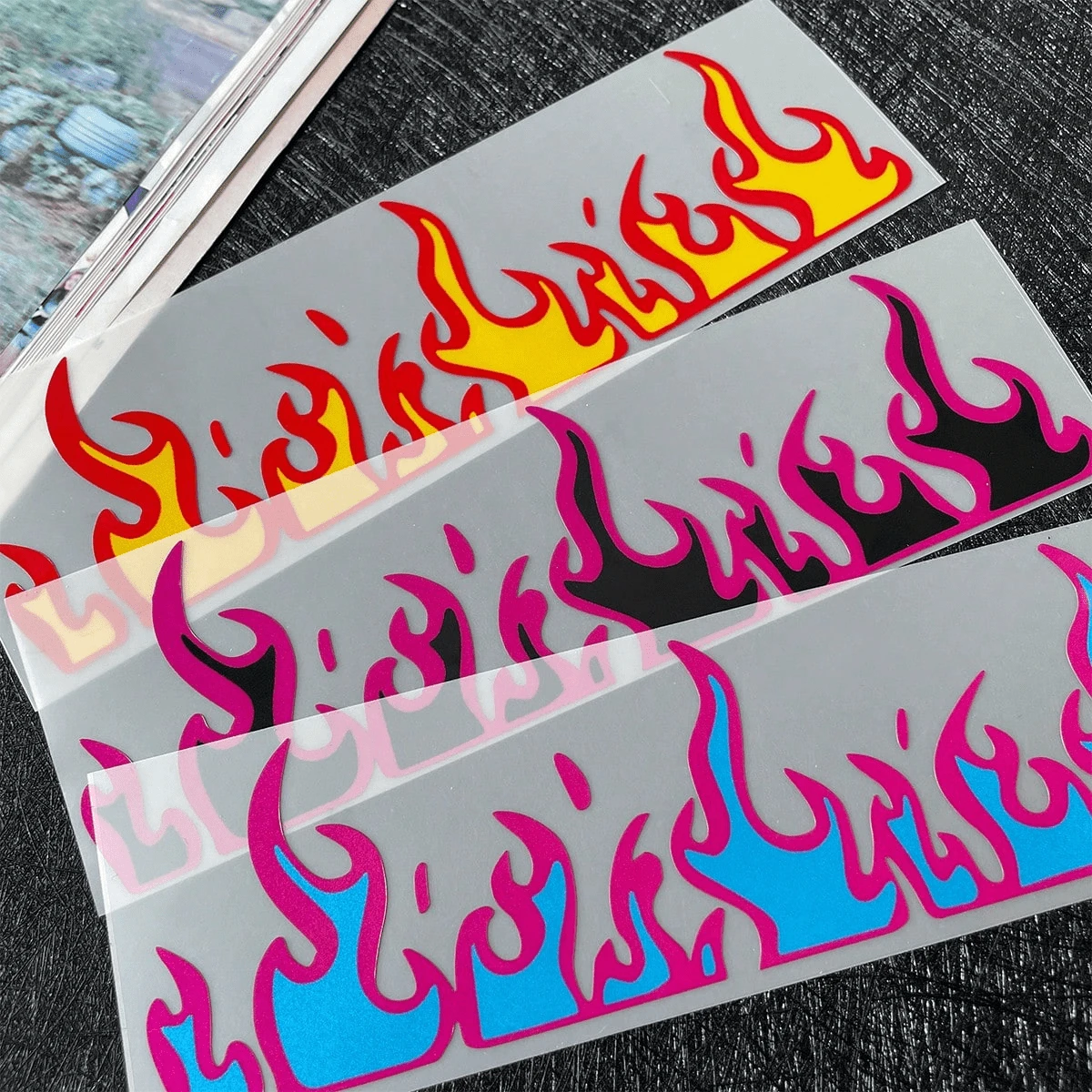 Flame Motorcycle Stickers, Waterproof Vinyl Decals, Suitable For Bicycles, Cars, Helmets, Fuel Tanks - Multicolor - View 1