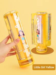 1pc Rotating Pencil Case, Large Capacity Space Capsule Pencil Box For Ages 3+, Kindergarten, Elementary Kids, Girls & School Supplies - Multicolor - View 8