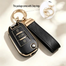 Soft TPU Key Cover, Compatible With Peugeot 3-Button Folding Key, Fits 208, 308, 408, C3 And C4 Models, Shockproof And Dustproof, Elegant High-Quality Key Protector, Suitable For Women - Big Keychain - View 11
