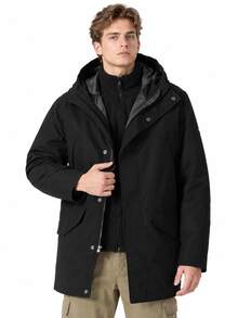 Timberland 新款男士戶外登山攀岩保暖抓絨連帽 2 件式 3-in-1 軟殼外套 - 黑色 - 查看 1