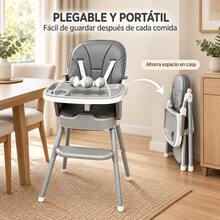 Silla alta para niños, dos modos de altura, incluye vajilla - Gris - Ver 6