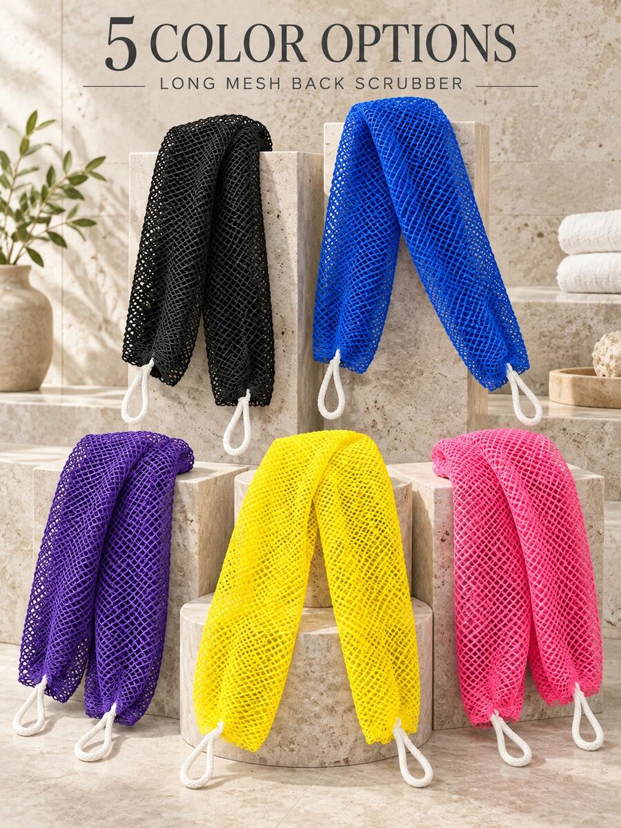 African Exfoliating Bath Towel Set, Long Net Shower Scrubber With Hanging Rope, Double-Sided Body Wash Cloth For Gentle & Deep Exfoliation, Back Scrubber For Bath, Shower, Home & Dorm
