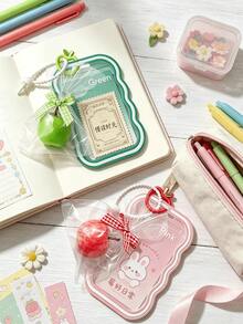 Cute Transparent Card Holder With Apple-Shaped Charm/Keyring, Acrylic ID Holder Keychain, Suitable For School, Office, Commuting, Travel, Can Be Hung On Bags, Backpacks Or Put In Pockets - Multicolor - View 5