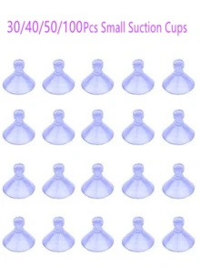 30/40/50/100Pcs Small Suction Cups, No Hook Holes, Transparent 0.78Inch, Window Suction Cups, Reusable, Mini Suction Cups, Easy To Disassemble, Suitable For Car Windows And Glass Tabletops, Smooth Surface, Decoration, Auxiliary Hooks - View 1