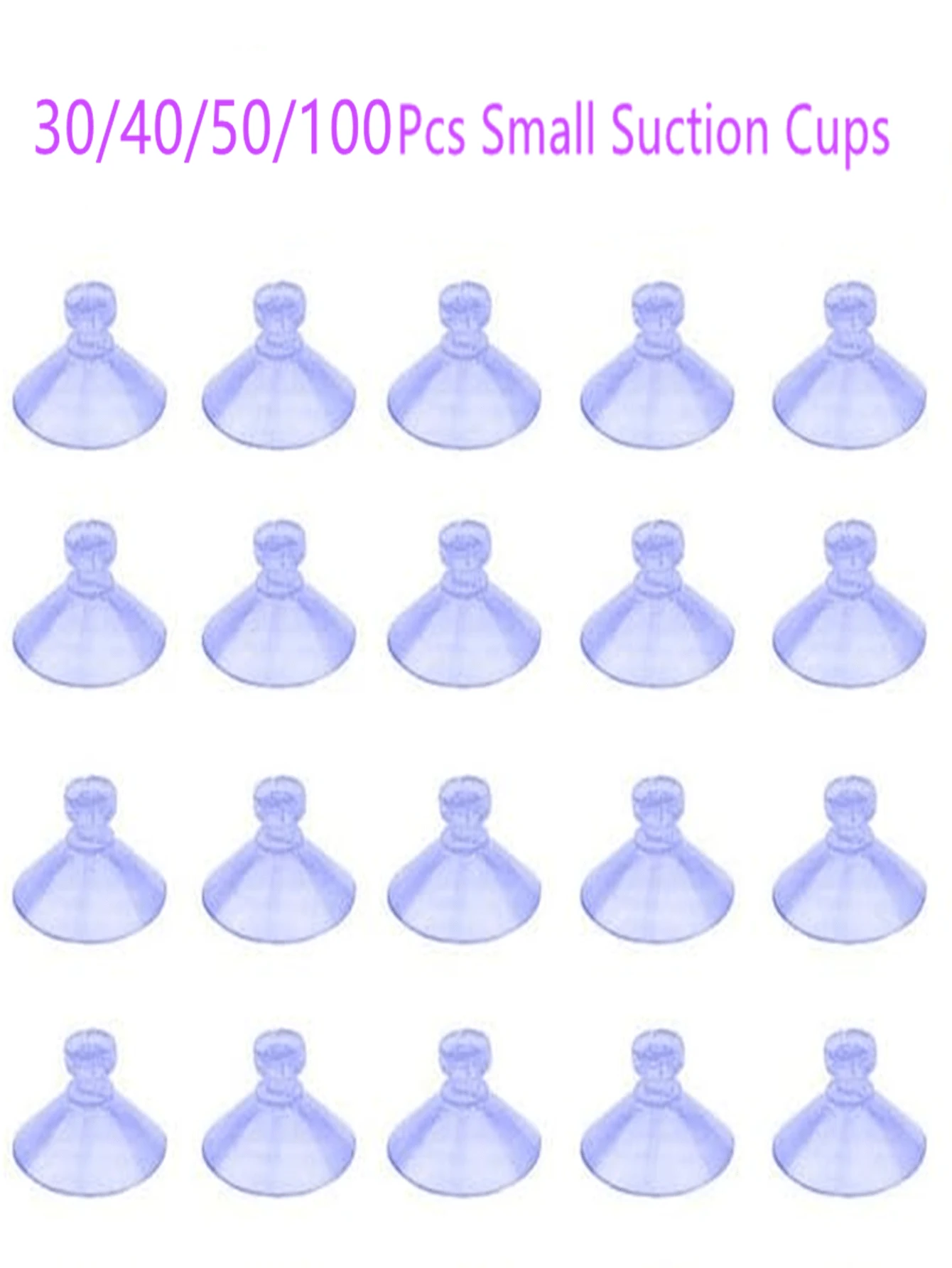 30/40/50/100Pcs Small Suction Cups, No Hook Holes, Transparent 0.78Inch, Window Suction Cups, Reusable, Mini Suction Cups, Easy To Disassemble, Suitable For Car Windows And Glass Tabletops, Smooth Surface, Decoration, Auxiliary Hooks - View 1