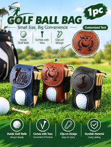 Vow&Vine 1pc Customized Name Golf Ball Bag Charm, Faux Leather Golf Ball Pouch Waist Bag, Outdoor Golf Storage Hanging Bag, Golf Player Gift - Multicolor - View 4