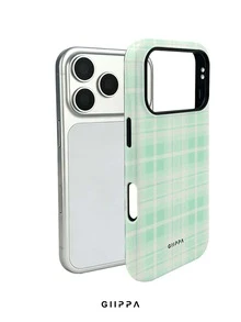 GIIPPA 1件綠色格紋圖案設計手機殼，適用於Phone 17 Pro Max，相容Phone 16 Pro Max、15 Pro Max、14 Pro Max，韓系高端時尚趣味手機殼，適合11/12/13/14/15/16 Pro Max Plus，男女皆宜的優雅設計，聖誕節、情人節、復活節、婚禮季與生日送女友的完美禮物！ - 綠色 - 查看 3