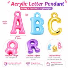 100pcs Mixed Color Electroplated Acrylic Letter Beads, Random Assortment, Handmade DIY Jewelry Making Accessories - English Letter Pendant - View 2