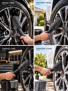 Soft Microfiber Car Wheel Cleaning Brush, Scratch-Free Rim And Tire Brush, Flexible Deep Cleaning Detail Tool, Multi-Purpose Wheel Brush For Cars, Trucks, SUVs, Motorcycles - Washable, Reusable - Multiple Styles - View 8