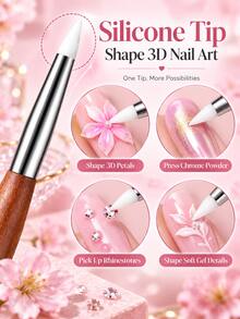 Silicone & Metal Dual-Head Nail Art Carving Pen, Suitable For Nail Design, Foil Stamping, Painting And Styling, Essential For Home DIY Nail Art - Multicolor - View 2