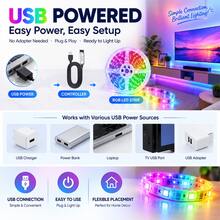 RGB LED Light Strip, 44-Key Remote Control, USB Powered Color Changing Light Bar, TV Backlight, Bedroom And Living Room Ambient Lighting, Halloween Party Decoration - 44-key RGB LED Strip - View 4