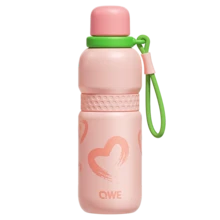 QWE 便攜保溫水壺 600ML 316不鏽鋼內膽 PP蓋附掛繩 時尚保溫杯 適合學生、運動、戶外使用 - 粉色 - 查看 10