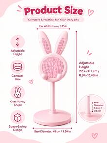 2026 New Model: Cute Rabbit Phone Stand | Pink Adjustable Height Desktop Phone Holder | Suitable For All 4-10 Inch Phones And Tablets | Cute Desktop Accessory And Essential Phone Accessory For Women | Practical And Cute - Essential For Studying, Working And Watching Movies | Perfect Gift For Halloween, Christmas, Valentine's Day, Easter And Mother's Day - Multicolor - View 10